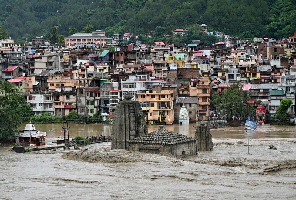 A view shows debris after a landslide following torrential rain in Mandi in the northern state of Himachal Pradesh, India, August 14, 2023.