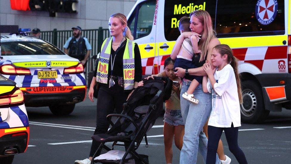 People and police at Bondi Junction