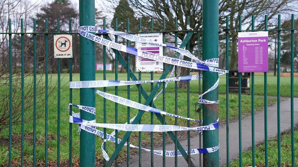 Police incident tape at Ashburton Park