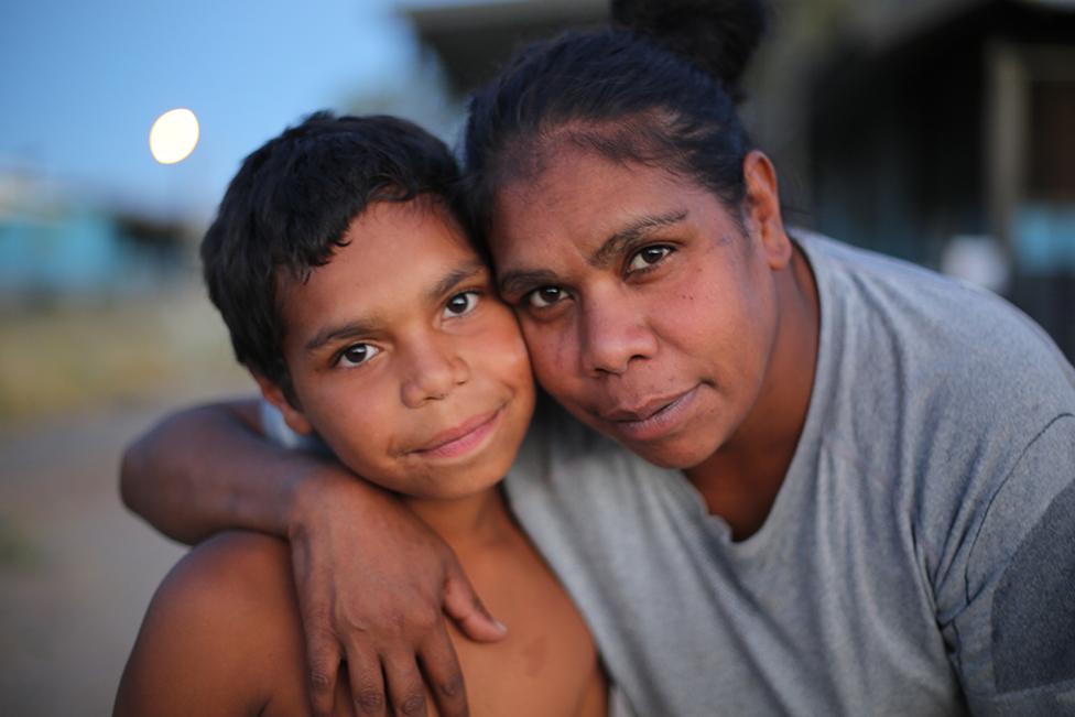 Dujuan Hoosan and his mother, Megan