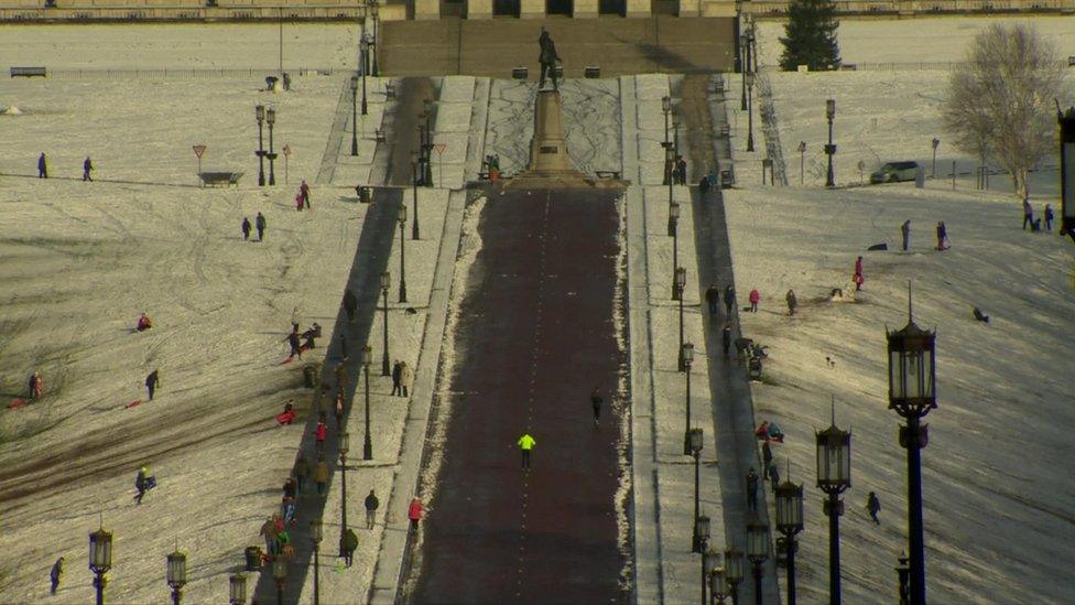 Many families brought sleds to Stormont