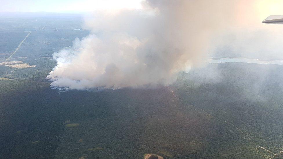 British Columbia wildfires seen near 100 Mile House in British Columbia, Canada