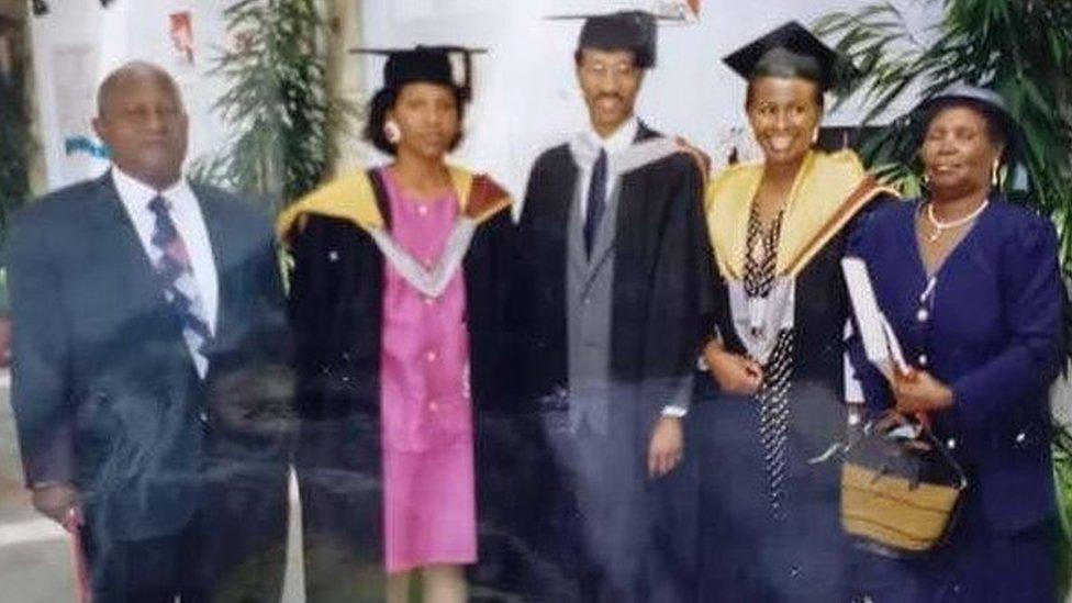 A young Wavinya Ndeti (second right) with family and friends during graduation