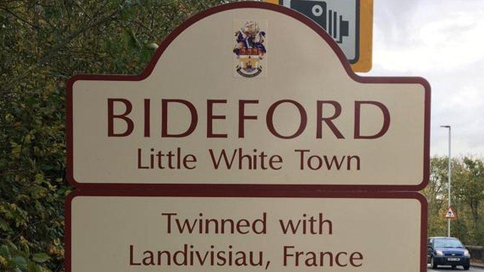 Bideford "Little White Town" sign