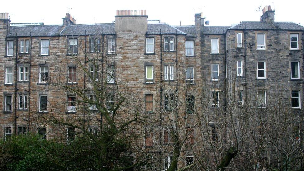 The back of a tenement block in Edinburgh