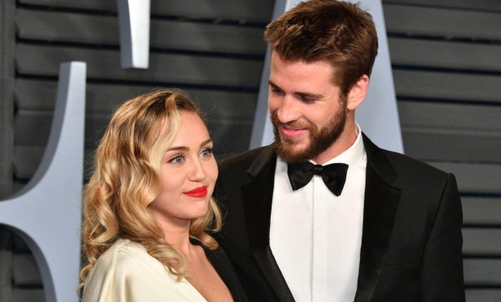 Singer Miley Cyrus and actor Liam Hemsworth