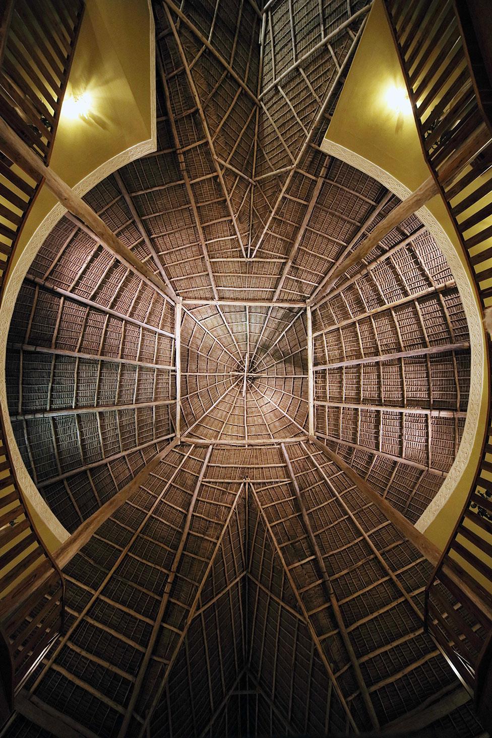 The large wooden roof of a building in Zanzibar, Tanzania