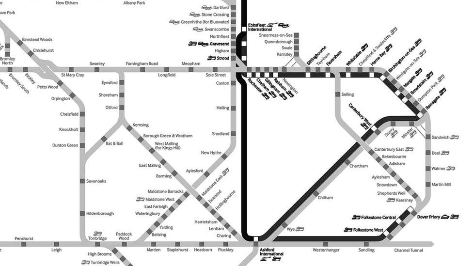 Map of the high speed rail line