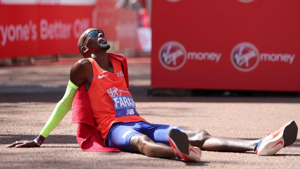 Mo Farah resting after race