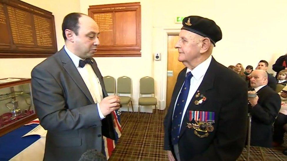 Ernest Turner receiving the Legion d'Honneur from the French republic