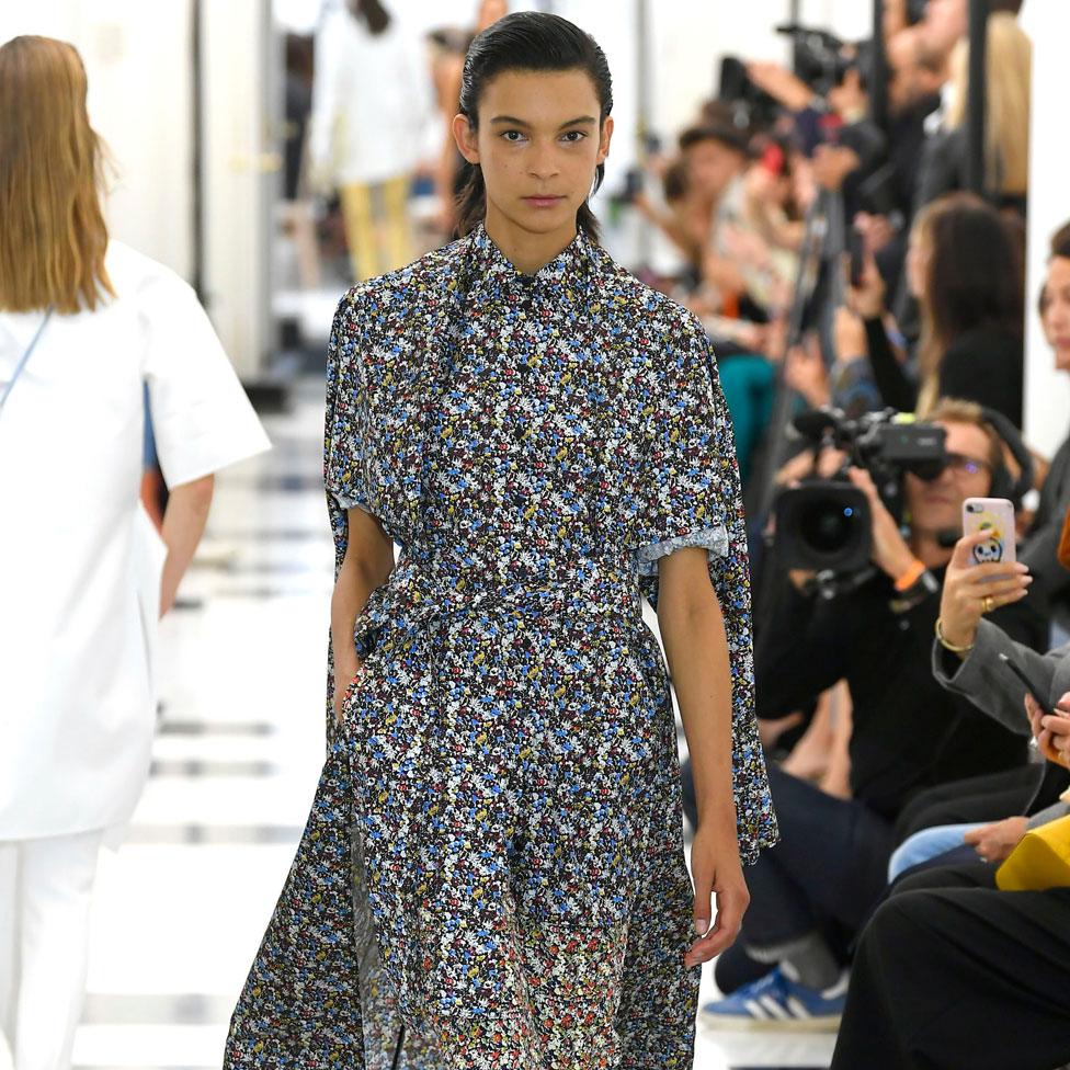 A model on the runway at the Victoria Beckham show