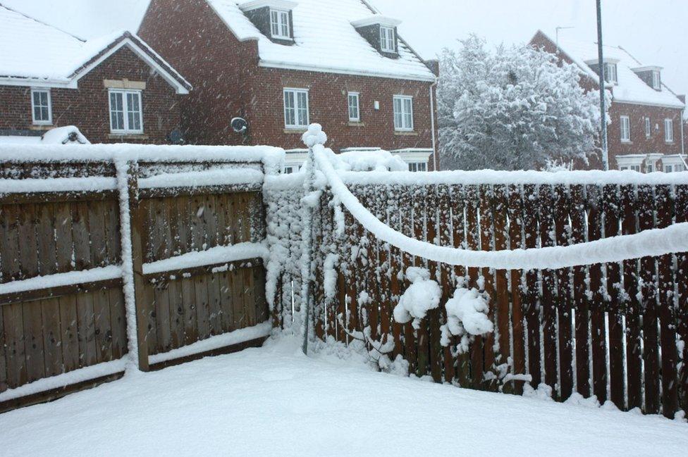 Snow on washing line