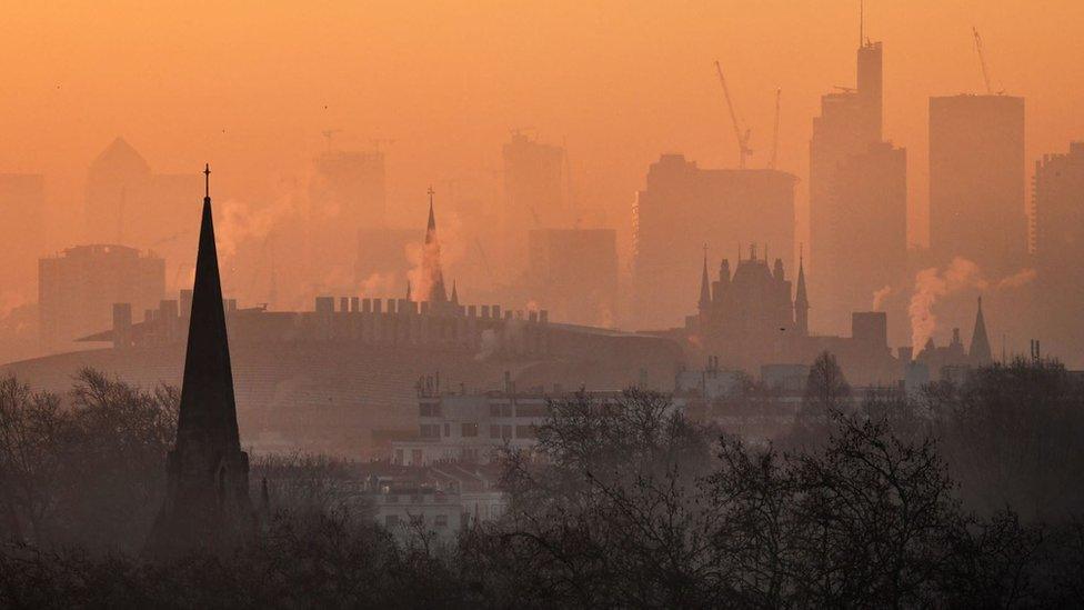 Dawn from Primrose Hill looking towards the City