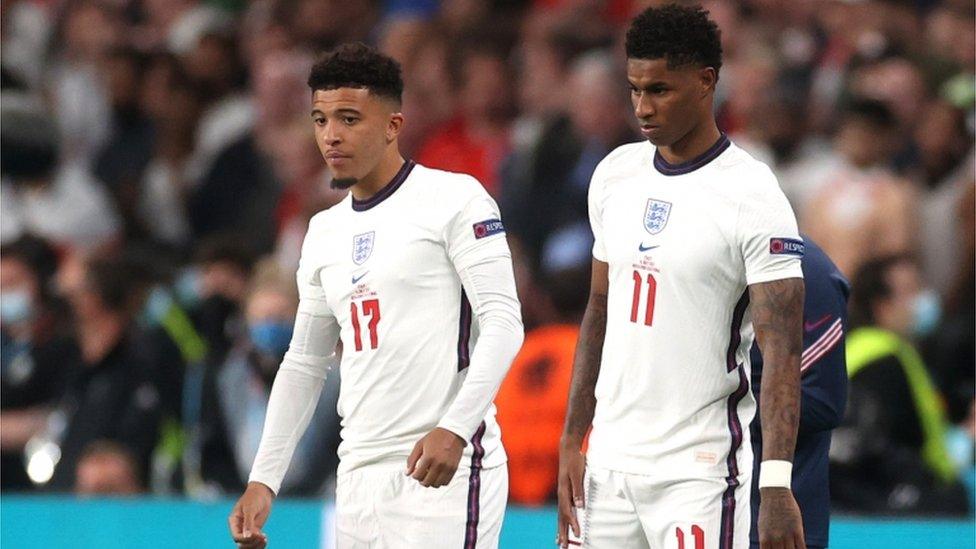 Jaden Sancho (left) and Marcus Rashford (right) suffered racist abuse after the Euro 2020 Final