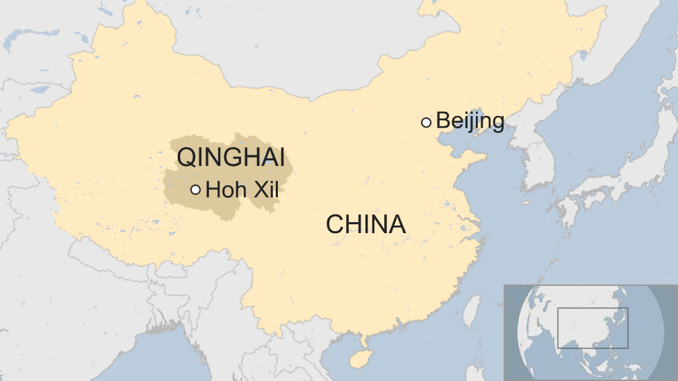 Map of Hoh Xil in China