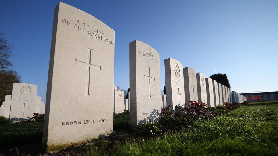 Graves at Tyne Cot Commonwealth War Graves Commission cemetery