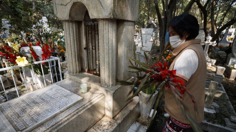 Mourner at the Xilotepec Pantheon in Mexico City - 1 November