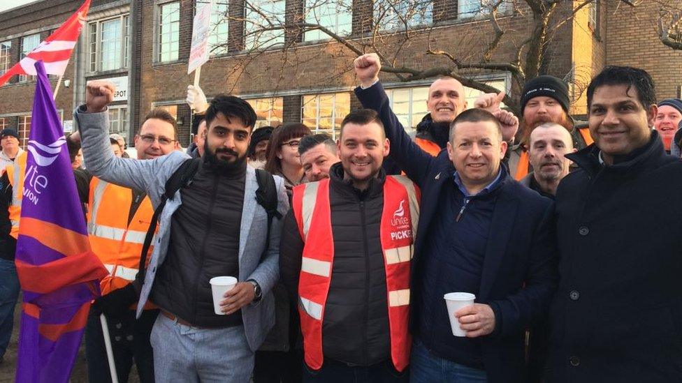 Councillor Majid Mahmood (far right) joined the picket in Tyseley