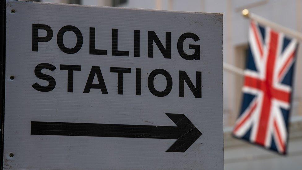 Polling station sign