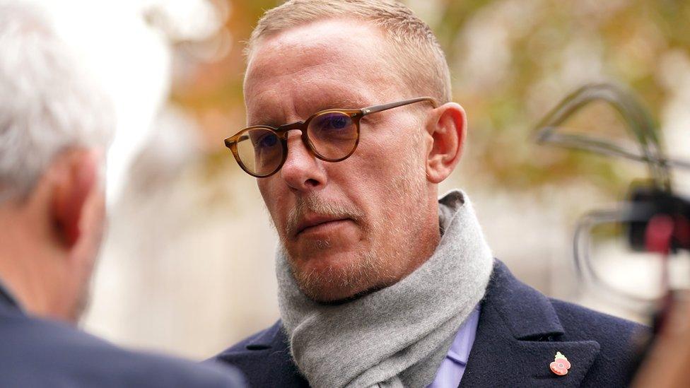 Laurence Fox arriving at Courts of Justice, London, 22/11/23