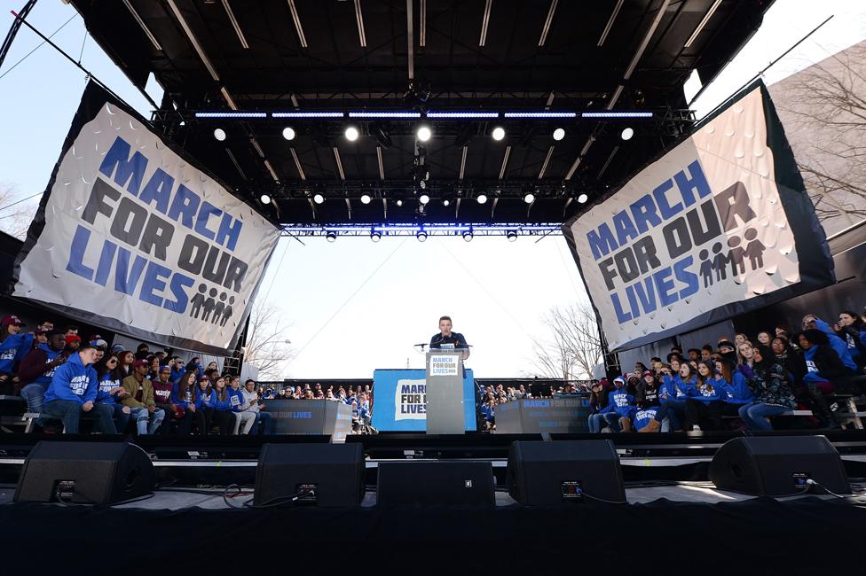 Cameron Kasky addressing the March for Our Lives rally in Washington DC