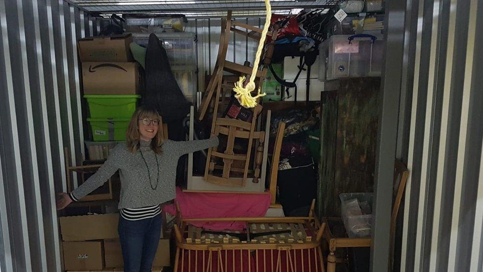 Sophie Hockin in her storage container