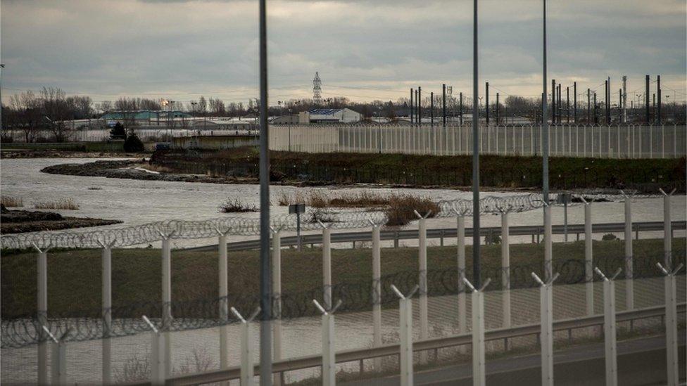 Wasteland part of the Eurotunnel terminal is pictured in Coquelles, near Calais, on 14 January 2016