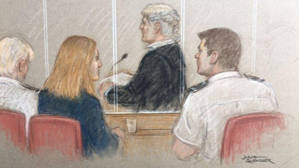 Court drawing of Lucy Letby appearing at Manchester Crown Court