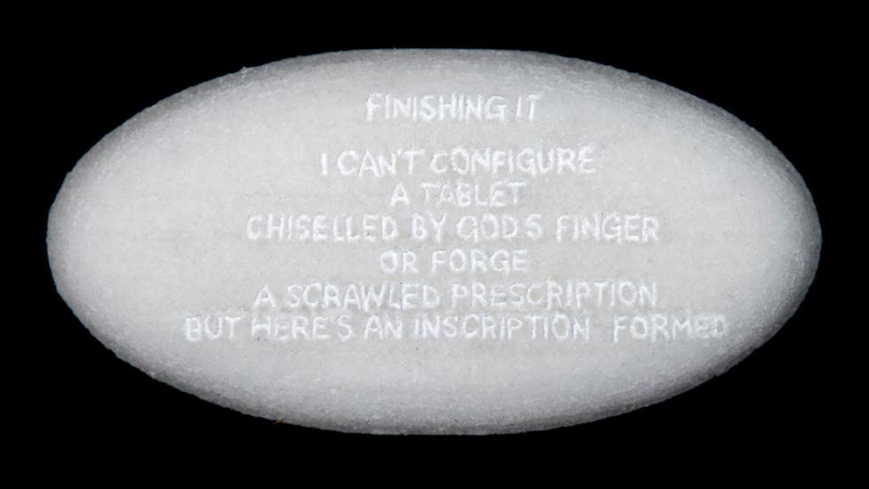 Poem inscribed on cancer pill