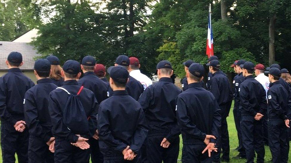 Standing to attention for the anthem