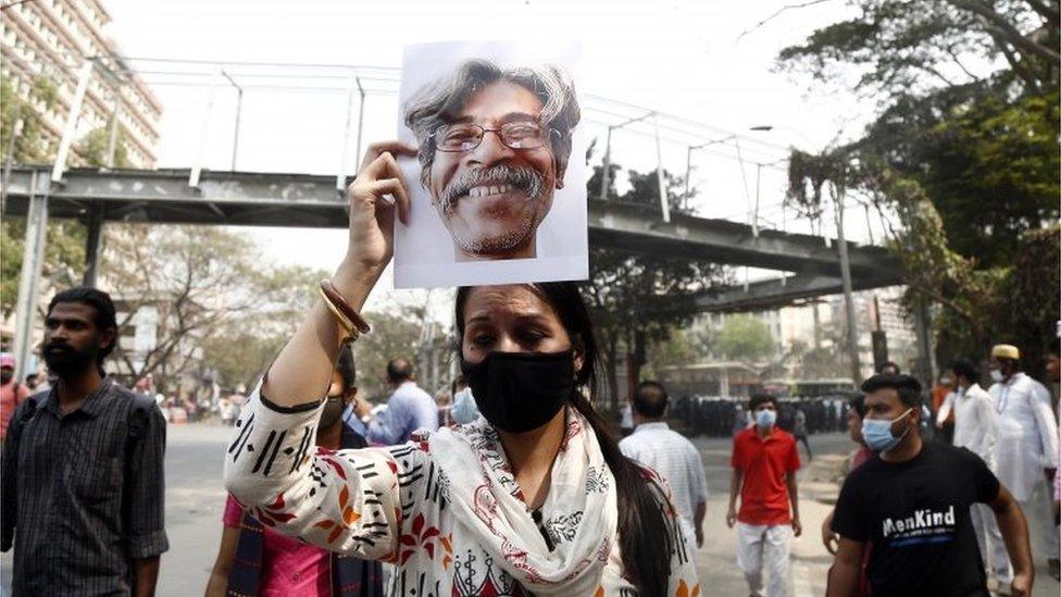 Protests demanding the abolition of the Digital Security Act and justice for writer Mushtaq Ahmed in Dhaka 3 March 2021