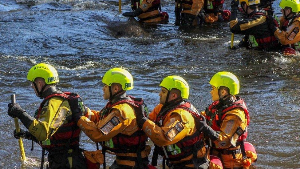 Firefighters conducting water training