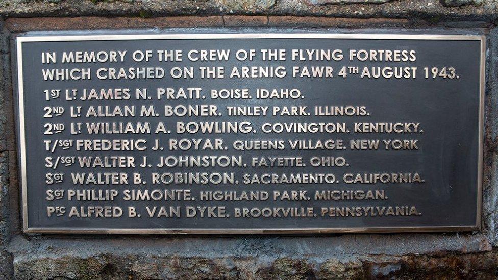 The plaque at the summit of Arenig Fawr