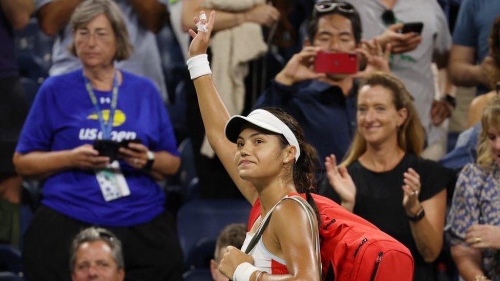 Emma Raducanu leaving court at US Open