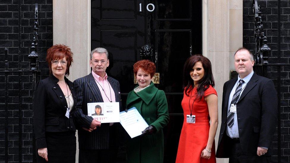 Michael Brown (2nd left) with fellow campaigners at 10 Downing Street