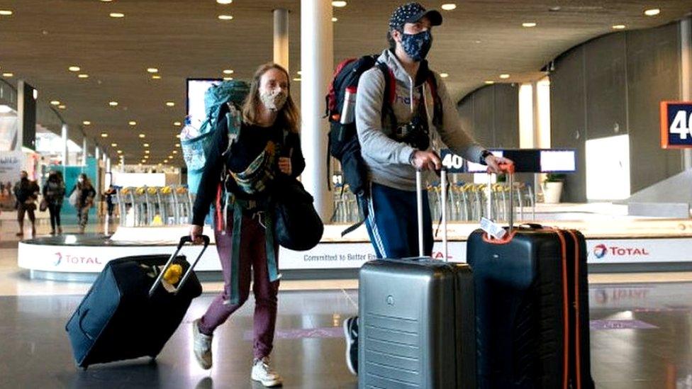 Passengers at Charles de Gaulle airport, file pic, May 2020