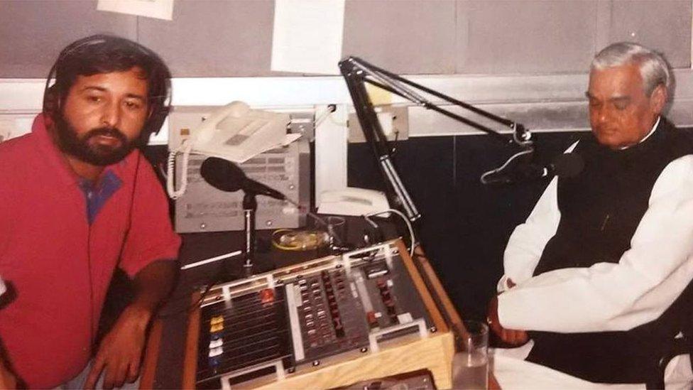 AB Vajpayee at the BBC studio in Delhi