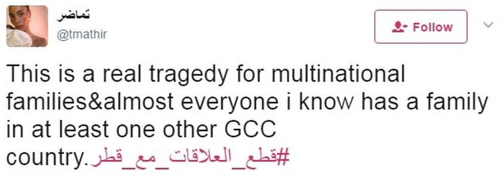 "This is a real tragedy for multinational families&almost everyone i know has a family in at least one other GCC country"