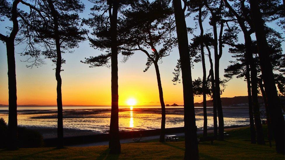 a winter sunrise over Mumbles in Swansea