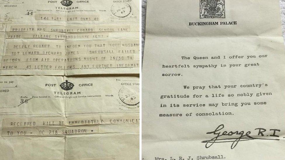 Telegram and letter from the king