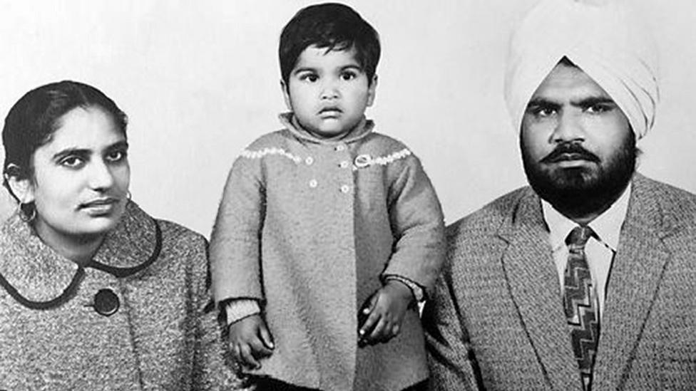 Gunwant Grewal with her husband and daughter