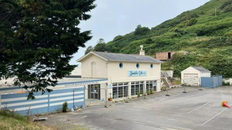 The former cafe and car park at Greve de Lecq