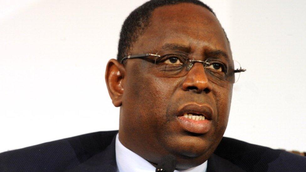 Senegal President Macky Sall speaks during the closing talks of the Nepad (New Partnership for Africa's Development) summit in Dakar, Senegal, on 15 June 2014