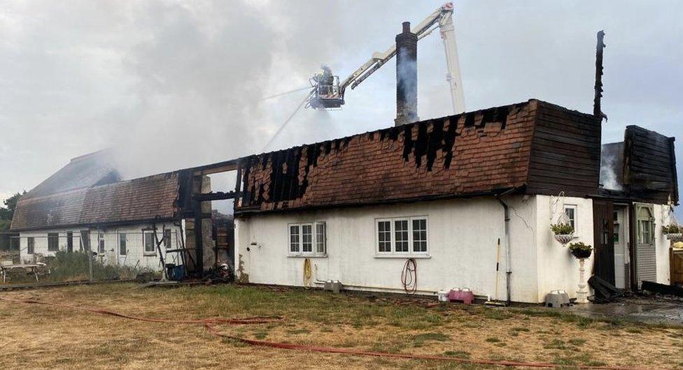 Firefighters tackling the blaze at Ardleigh