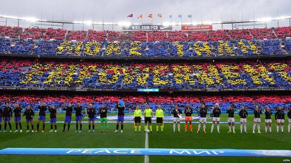 "More than empowerment" mosaic at Nou Camp