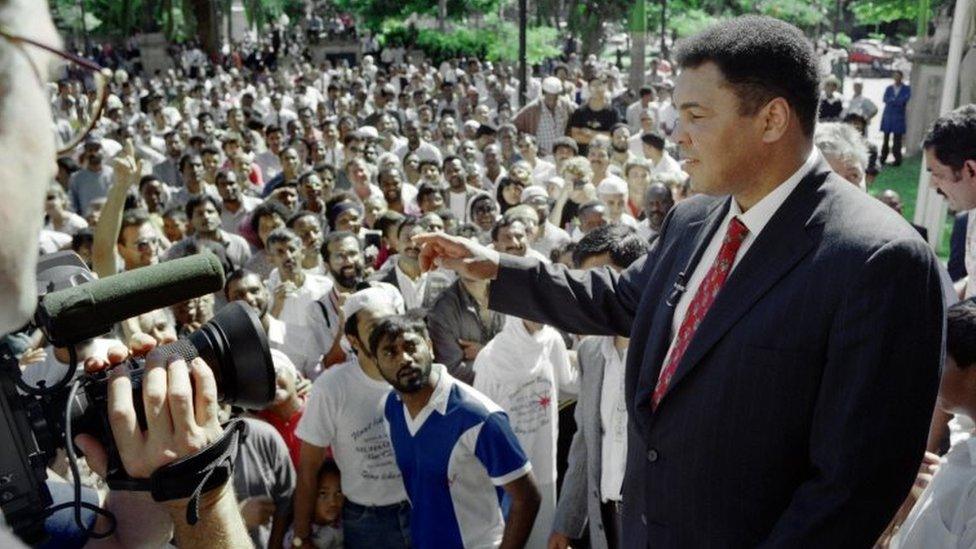 Muhammad Ali at a conference in Durban, SA, in 1993