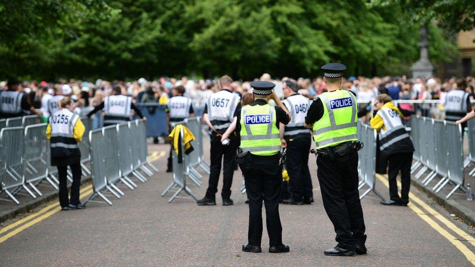 Police at a music festival in Glasgow