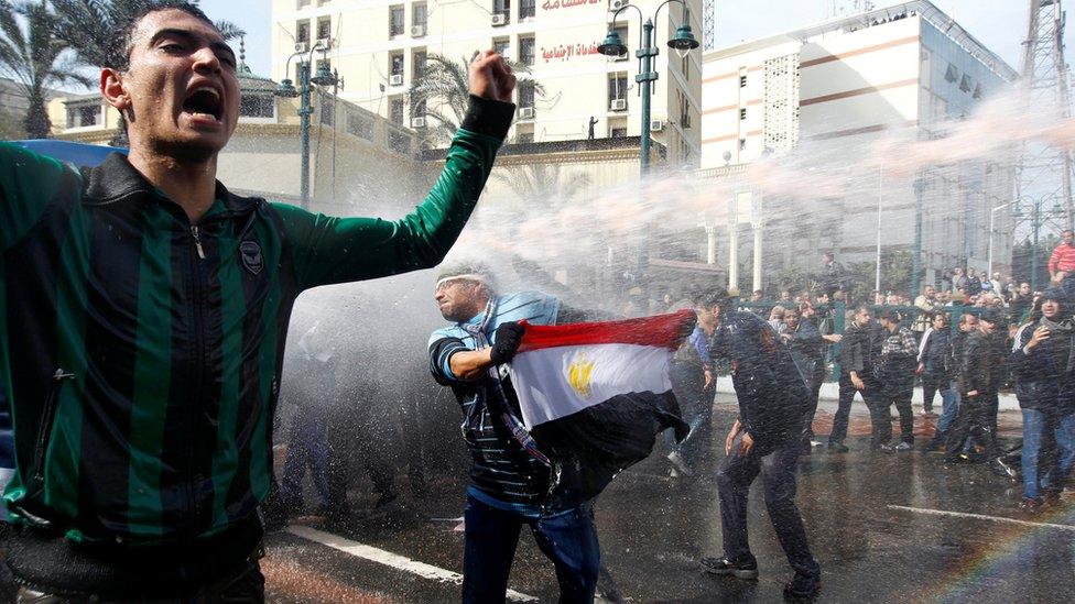 Egyptian protesters in Cairo, 2011