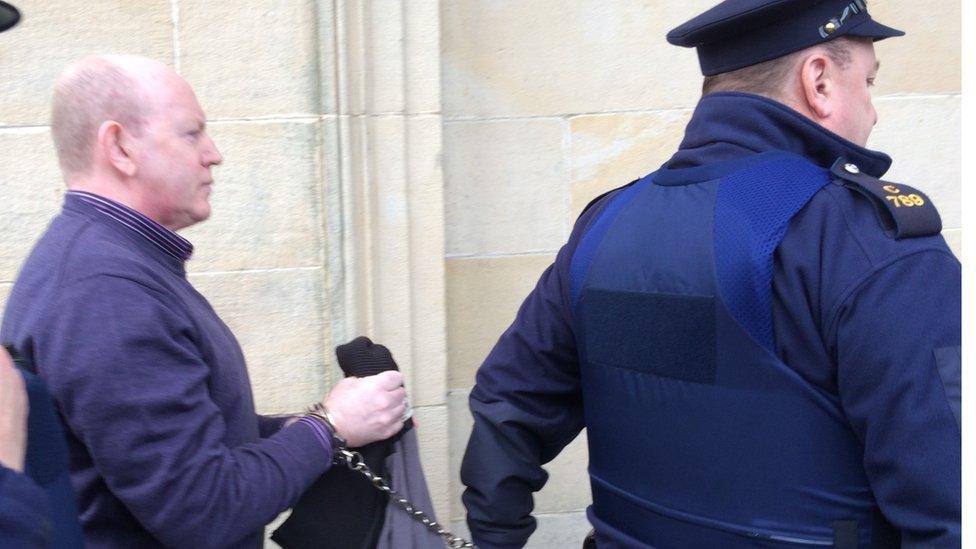 Pearse McAuley arrived at court in Cavan on Wednesday in handcuffs