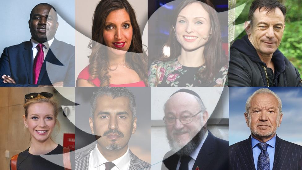 David Lammy, Rosena Allin-Khan, Sophie Ellis-Bextor, Jason Isaacs, Rachel Riley, Maajid Nawaz, Ephraim Mirvis, and Lord Sugar